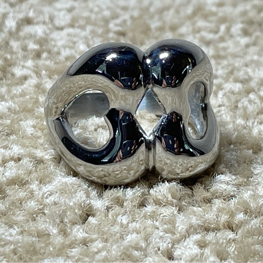 Stainless steel double heart ring